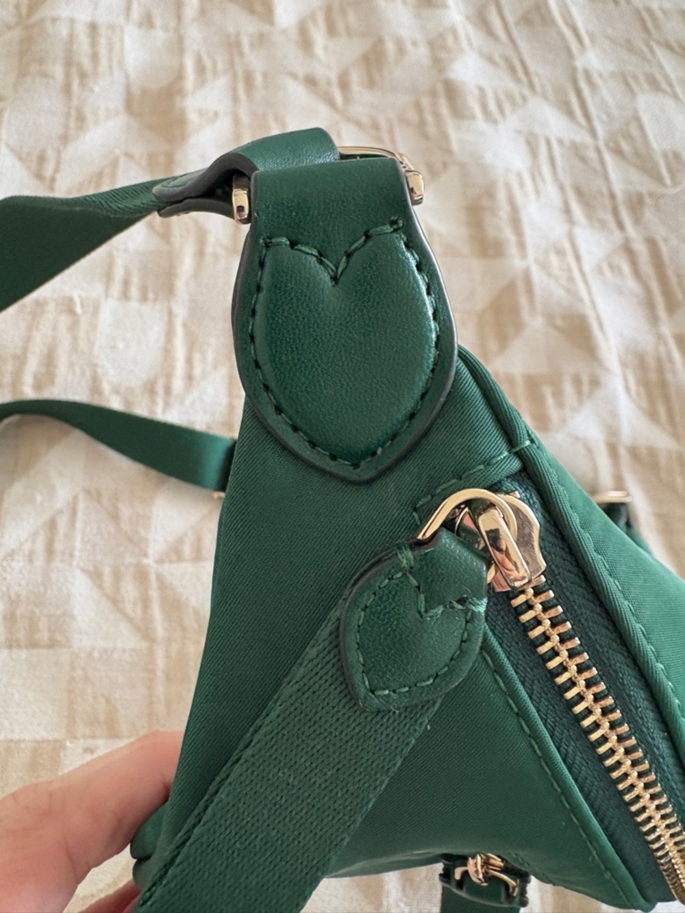 kate spade emerald green nylon crossbody with gold hardware - Picture 12 of 12
